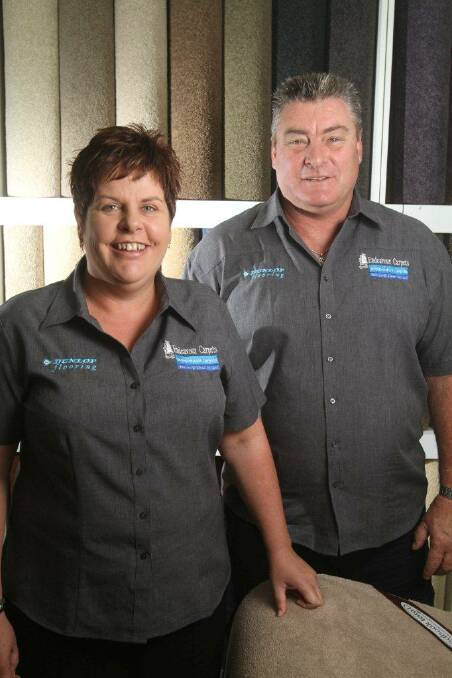 FRIENDLY FACES: Owners of Endeavour Carpets, Taylor and Ben O’Brien. Ben started his apprenticeship at Endeavour when he was 17 years old.