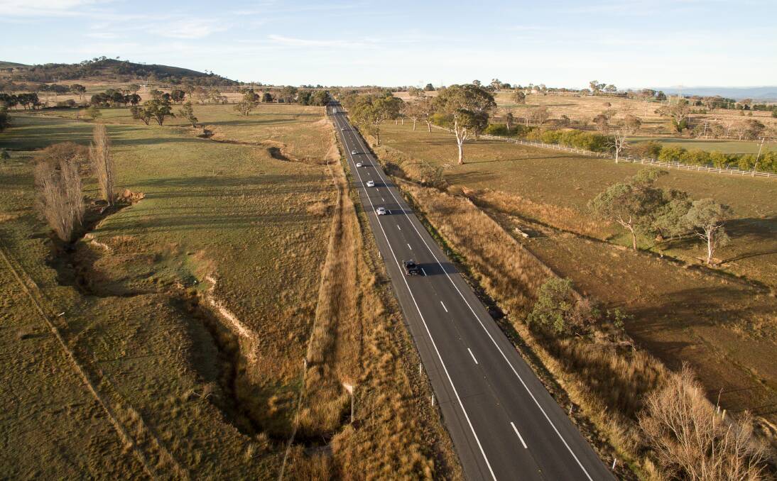 In sight: The $50 million for the Barton Highway (labelled the 'Barton Highway Duplication Package') was confirmed by Minister for Infrastructure and Transport, Darren Chester. Photo: Nathan Fulton of Mongrel Gear/ FPV Australia.