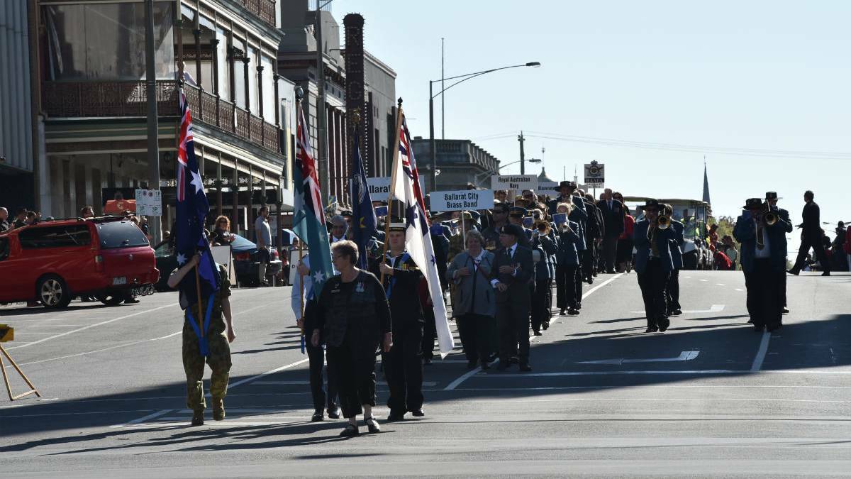 BALLARAT: The Ballarat Anzac Day march from the RSL to the Cenotaph. Photo: Jeremy Bannister, The Courier.