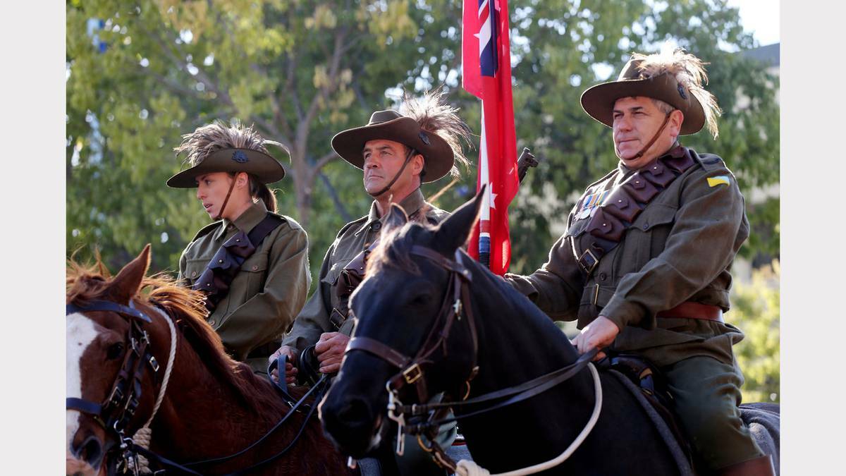 WODONGA: Waiting for the Anzac Day parade to begin. Photo: The Border Mail. 