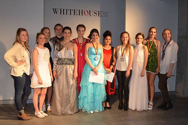 GLAMOUROUS: Chevalier College students at the State Finals Tyla Venish with model Abby Duff, Emily Gladwin with model Grace Osgerby, Jen Murnane with model Nadya van Kruyssen, Mia Newton with model Lily Lema, Megan O’Hea, Kashish Sharma, and Jacqueline Connell.