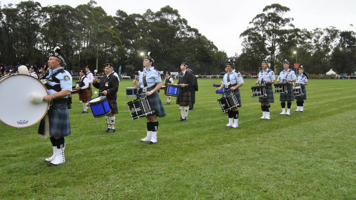 The drummers kept time for the pipe bands on the oval. Photo by Megan Drapalski
