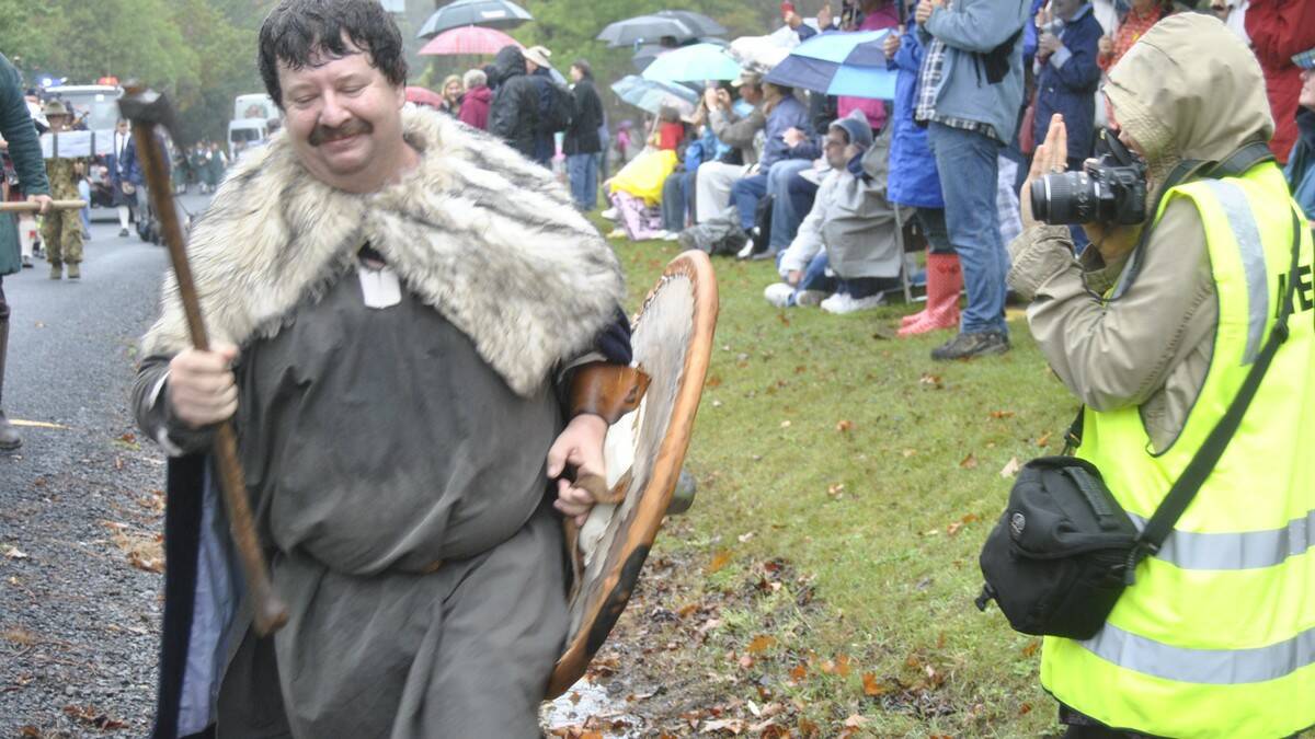 One of the members of the Danelaw Medieval Re-enactment Group gave Southern Highland News reporter Dominica Sanda a scare. 