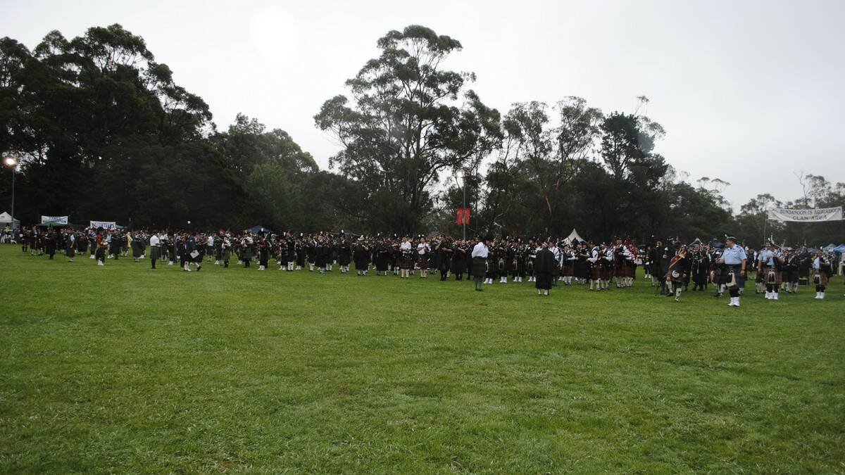 Bundanoon Oval was transformed into a bagpipe concert. Photo by Dominica Sanda