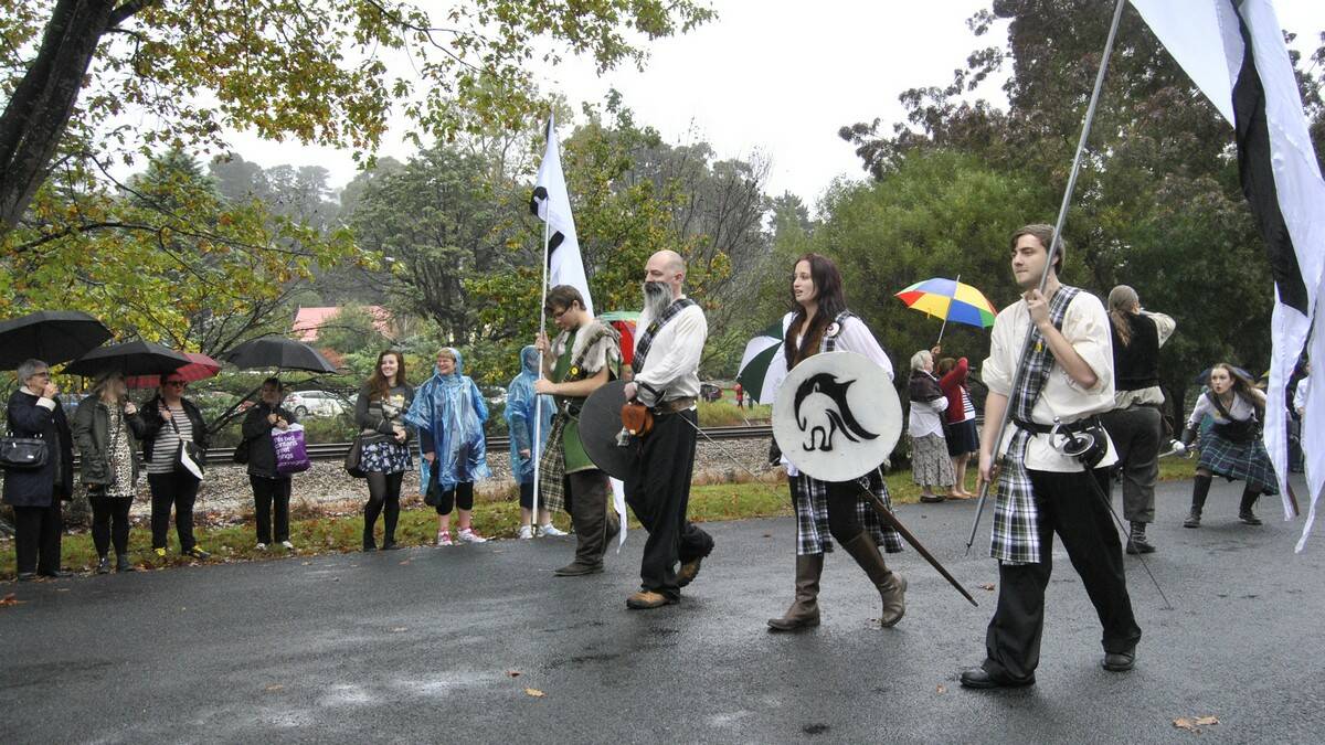 Sword Play put on a show during the parade at Brigadoon. Photo by Megan Drapalski