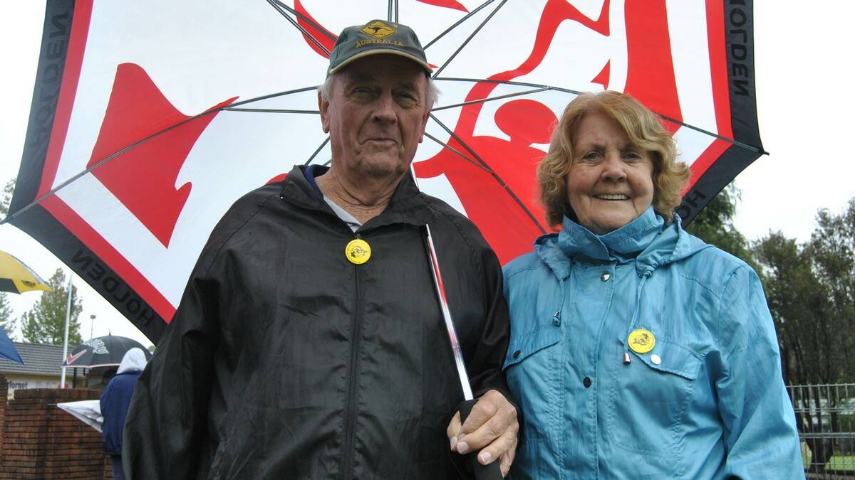 Margaret and Bert Corben from Vincentia were excited for the parade - rain, hail or shine. Photo by Dominica Sanda