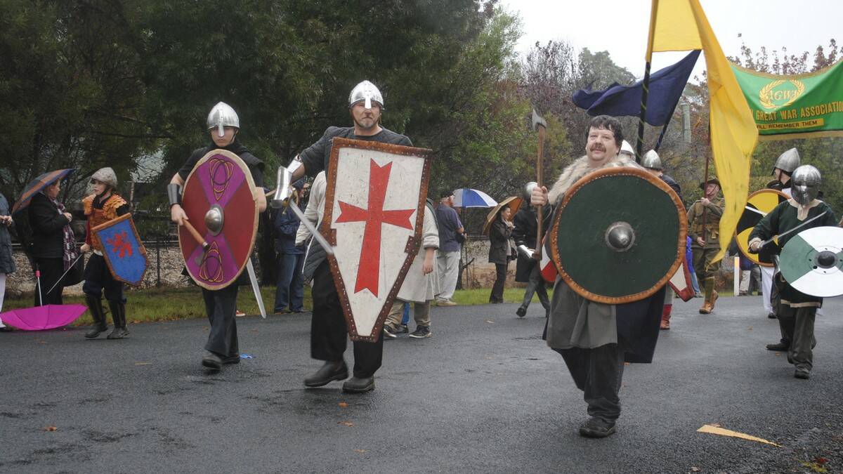 Danelaw Medieval Re-enactment Group walk proud with their armour and swords. Photo by Dominica Sanda