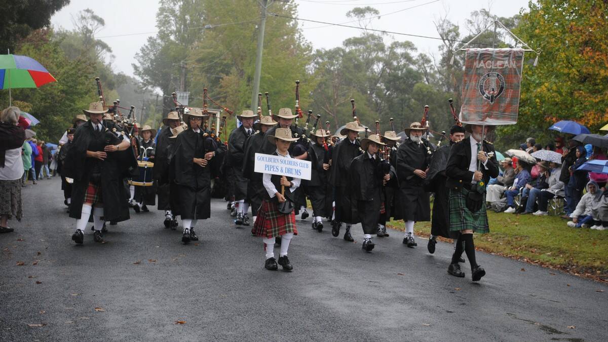 Goulburn Soldiers Club Pipes and Drums made their sound heard to the crowd. Photo by Dominica Sanda