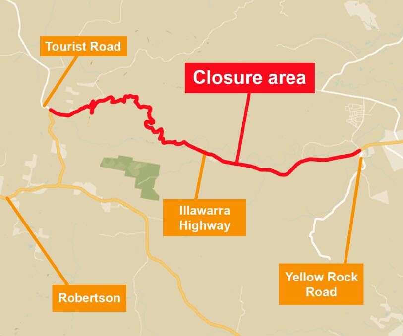 The location of the Illawarra Highway closure at Macquarie Pass. Image by Transport for NSW