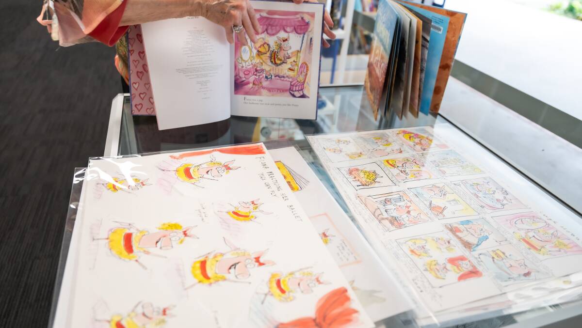 Original storyboard and illustrations by Leigh Hobbs, created for the children's book Fiona the Pig. Picture by Karleen Minney