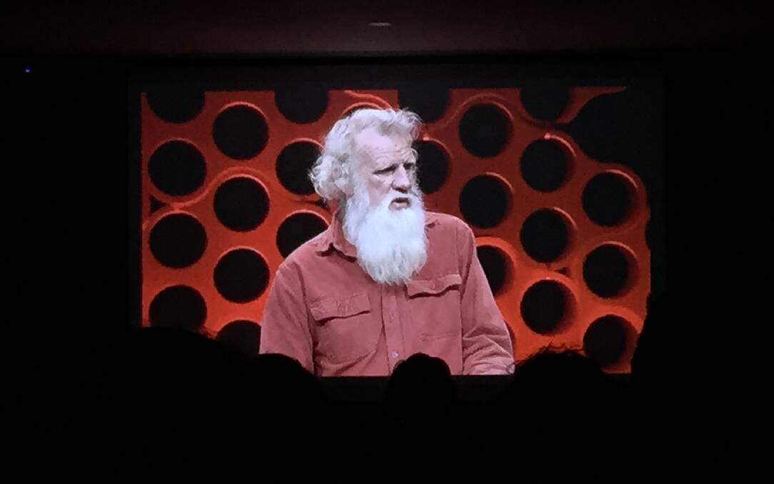 REWRITING HISTORY: Mallacoota's Bruce Pascoe gives a TEDx talk during the event live streamed to Bega Civic Centre on Friday.