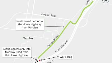 Changed traffic conditions on Medway Road at Marulan