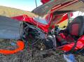 A 60-year-old Canberra man sustained head, leg and chest injuries when his ultralight crashed at Goulburn airport on Sunday afternoon. Picture supplied. 