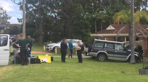 Police undertake a search of a property at whihc Joshua Lucas was arrested. Image: AFP