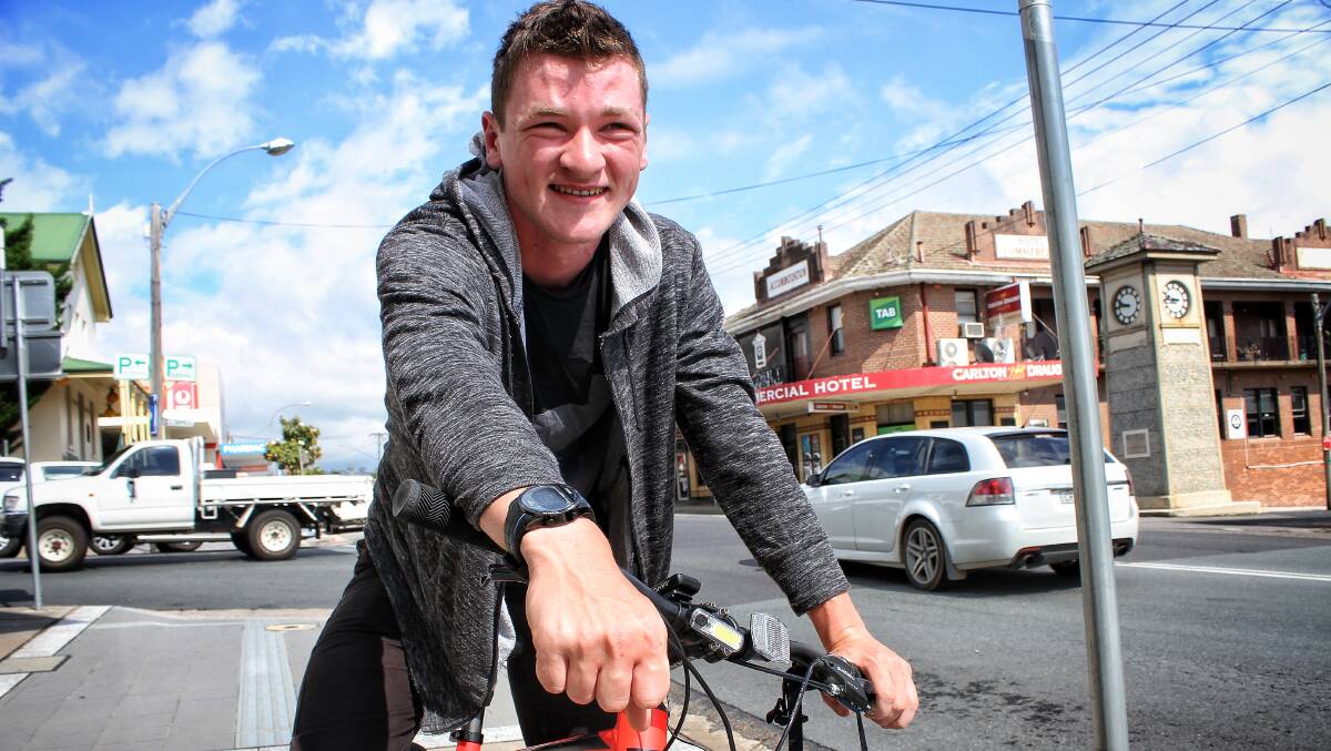 Eighteen-year-old Daniel Holka will cycle across Australia next year, and stop at events along the way to discuss social issues. picture: Alasdair McDonald