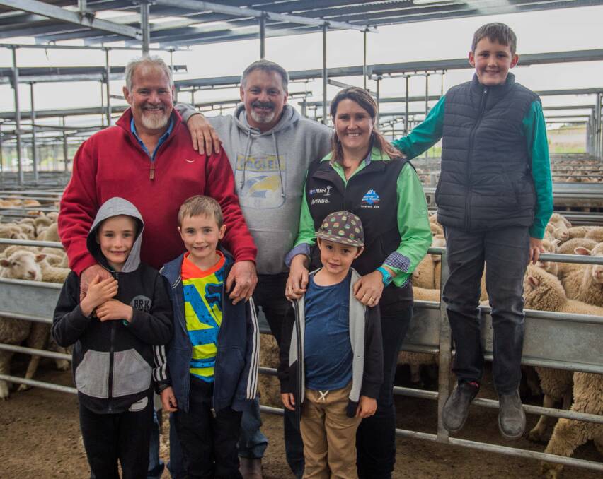 Garry and Michael Hogan, Jenny Clements and Jimmy, Michael jr, Mason and Jacob at the October 10 sale of 140 Grabine/Bigga XB Suckers by Duncombe & Co.