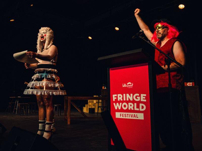 Climate protesters have disrupted the launch of the annual FringeWorld festival in Perth.