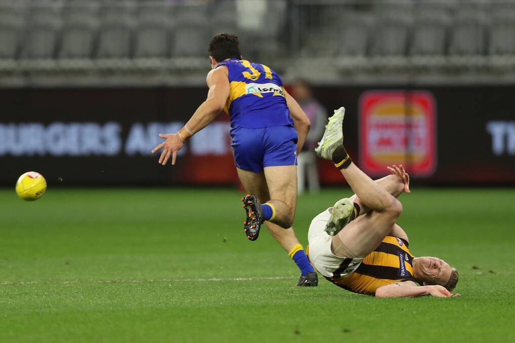 The knee injury suffered by Hawthorn's James Sicily is a huge blow. The intercept defender had been in superb form this season. Photo: Paul Kane/Getty Images