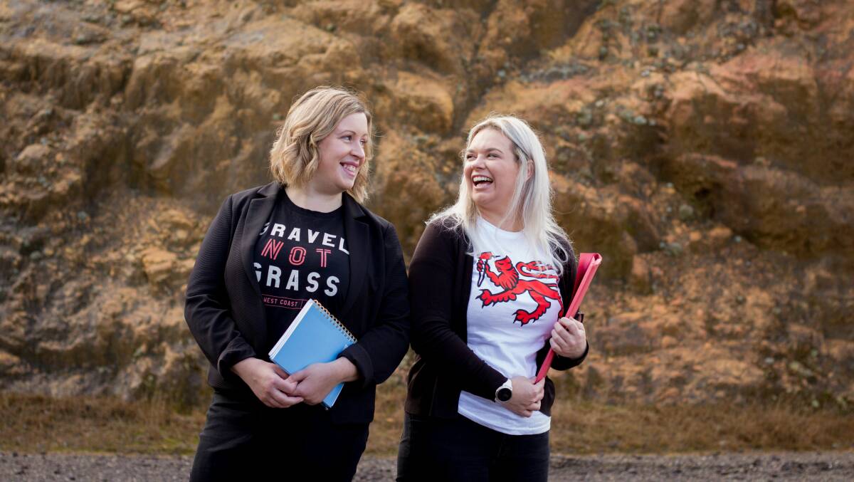 SOCIAL AND STUDIOUS: Tasmanian university students Eleanor Strang and Justine Kerr are among those to take advantage of the new study hub on the West Coast. Picture: Emma Dorling Photography